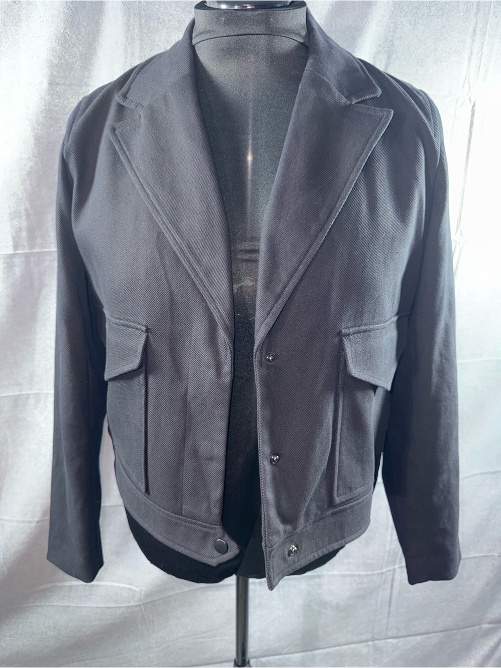 2882-Nine West Black Jean-Style Jacket with Flap Pockets